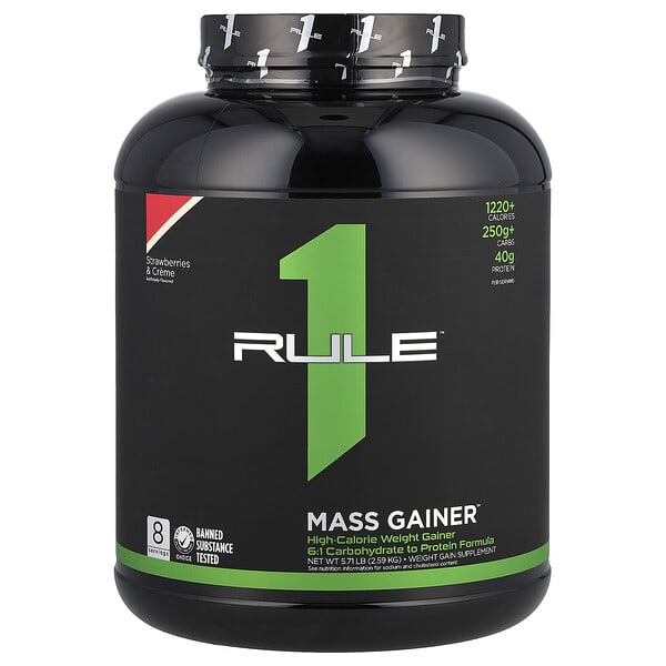 Rule One Proteins, Mass Gainer, 딸기 & 크림, 2.59kg(5.71lb)