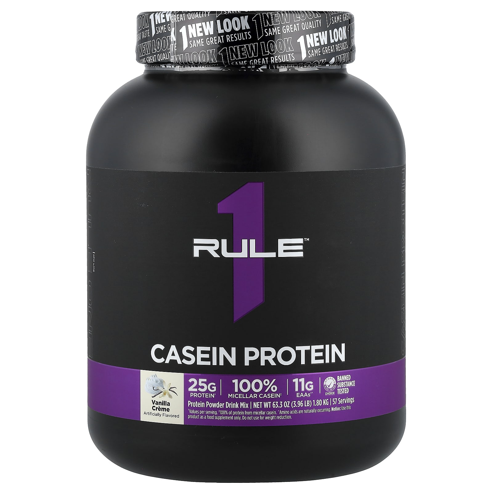 Rule One Proteins, казеиновый протеин, со вкусом ванильного крема, 1,8 кг (3,96 фунта)