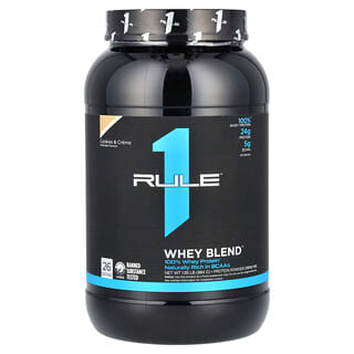 Rule 1 Proteins R1 Whey Blend Proteine Isolate, Gusto Cookies & Creme, 941g (2.07 Lbs), 24g Di Proteine Per Porzione, Con BCAA Naturali