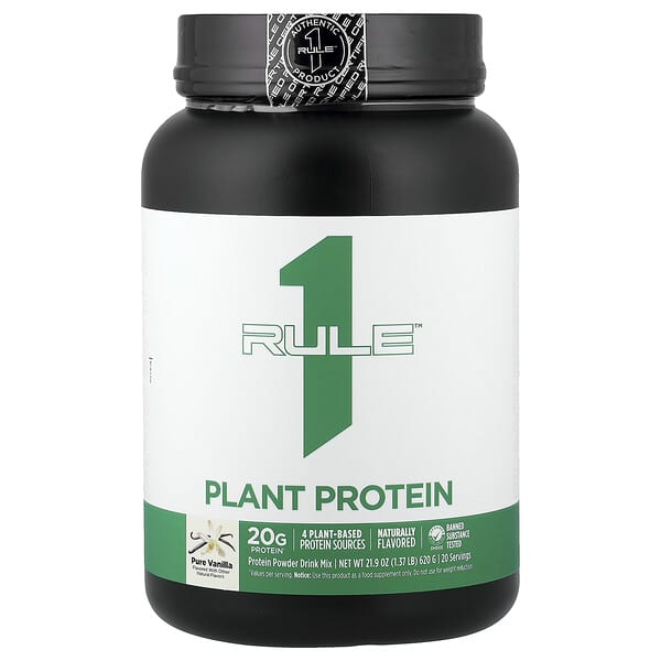 Rule One Proteins, 플랜트 프로틴, 퓨어 바닐라, 620g(1.37lb)