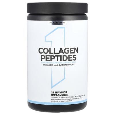 Rule One Proteins, Collagen Peptides + Vitamin C & Hyaluronic Acid, Unflavored, 9.26 oz (262.5 g)