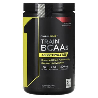 Rule One Proteins, Train, BCAAs + Electrolytes, Fruit Punch, 450 g (15.9 oz)