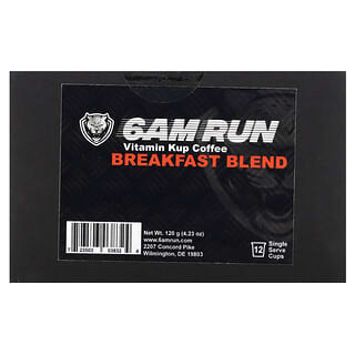 6AM Run, Vitamin Kup Coffee, Breakfast Blend, Decaf, 12 Single Serve Cups, 4.23 oz (120 g)