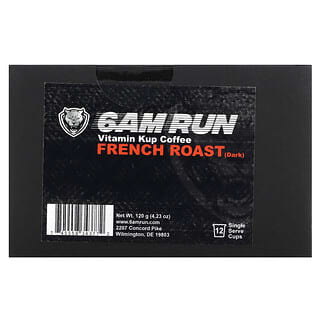 6AM Run, Café con vitamina Kup, Tostado francés, Oscuro`` 12 tazas individuales, 120 g (4,23 oz)