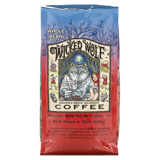 Raven's Brew Coffee, Wicked Wolf Coffee, Grano entero, Tostado oscuro, 340 g (12 oz)