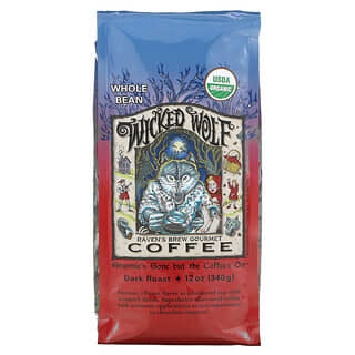 Raven's Brew Coffee, قهوة الذئب الشريرة العضوية ، الحبوب الكاملة ، تحميص داكن ، 12 أونصة (340 جم)