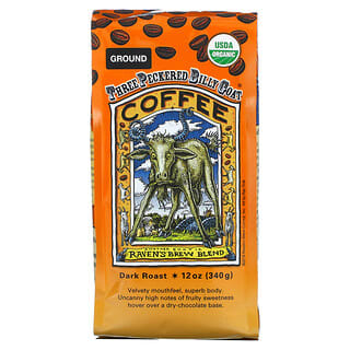 Raven's Brew Coffee, Organic Three Peckered Billy Goat Coffee, Ground, Dark Roast, 12 oz (340 g)