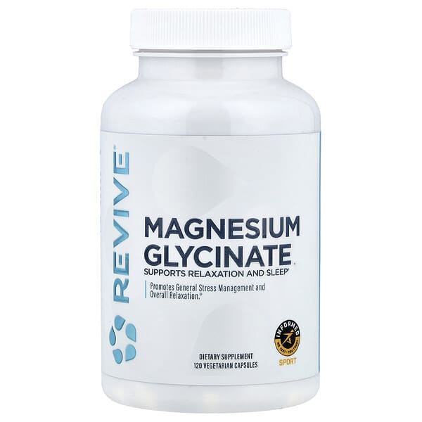 Revive Magnesium Glycinate, 120 Vegetarian Capsules (100 mg per Capsule)