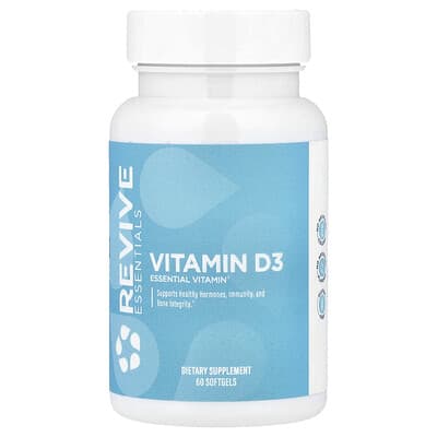 Revive, Essentials, Vitamin D3, 125 mcg (5,000 IU), 60 Softgels