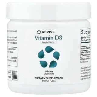 Revive, Essentials, Vitamina D3, 125 mcg (5.000 UI), 60 capsule moi
