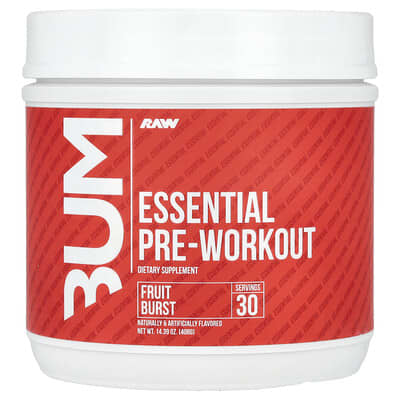 Raw Nutrition, Bum, Essential Pre-Workout Powder, Bursting Fruit Flavor, 14.39 oz (408 g)