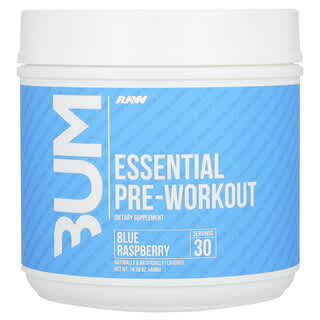 Raw Nutrition, Bum, Essential pre-workout, lampone blu, 408 g