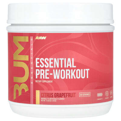 Raw Nutrition, Bum Essentials, Essential Pre-Workout Formula, Citrus Grapefruit Flavor, 14.49 oz (411 g)