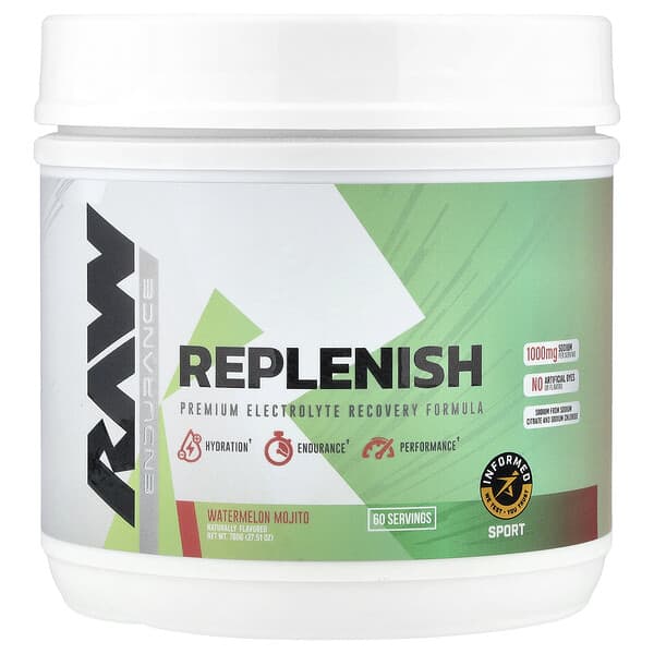 Raw Nutrition Endurance, Replenish, Watermelon Mojito, 27.51 oz (780 g)