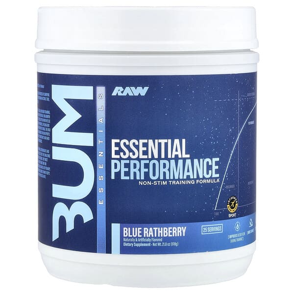 Bum Essentials, Essential Performance, Non-Stim Training Formula, Blue Rathberry, 21.8 oz (618 g)