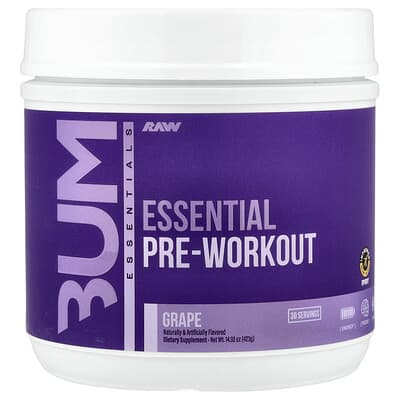 Raw Nutrition, Bum Essentials, Pre-Workout Essential, Grape Flavor, 14.92 oz (423 g)