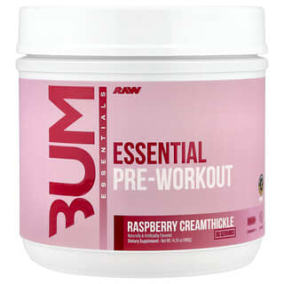 Raw Nutrition, Bum Essentials, Essential Pre-Workout, Raspberry Creamthickle, 14.39 oz (408 g)