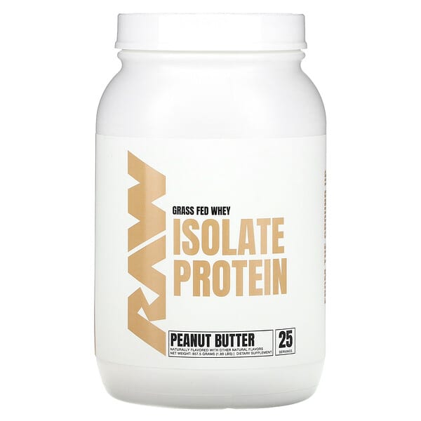 Raw Nutrition, Grass Fed Whey Isolate Protein, Peanut Butter, 1.89 lb (857.5 g)