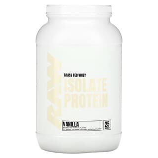 Raw Nutrition, Isolat de protéines de lactosérum provenant d'animaux nourris à l'herbe, vanille, 740 g