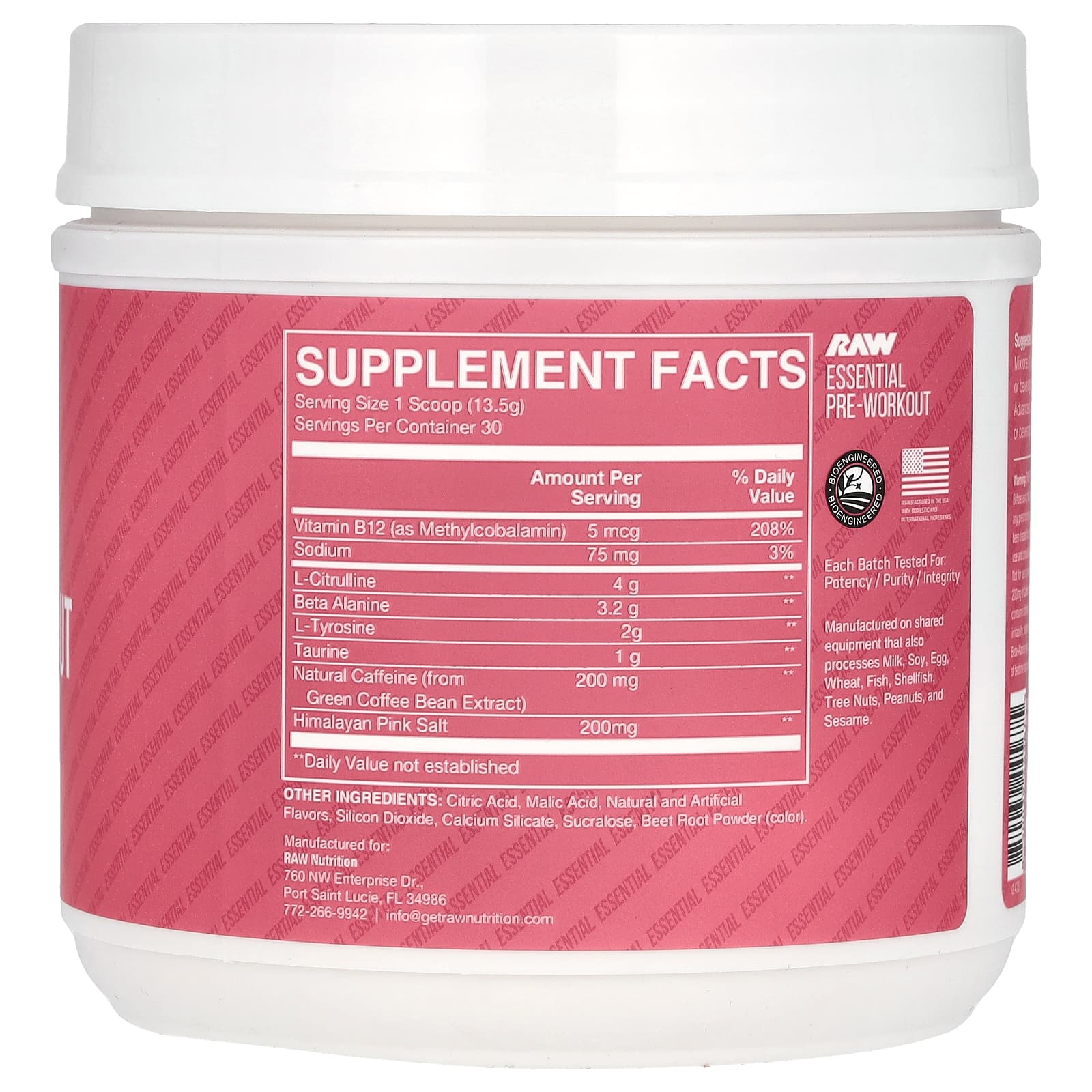 Raw Nutrition, Bum, Essential PreWorkout, Sour Watermelon, 14.29 oz (405 g)