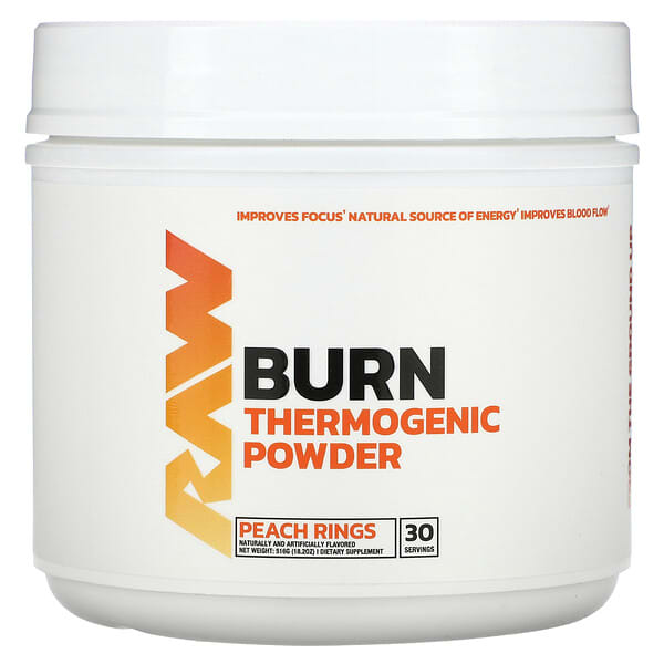 Raw Nutrition Burn, Thermogenic Powder, Peach Rings, 18.2 oz (516 g)