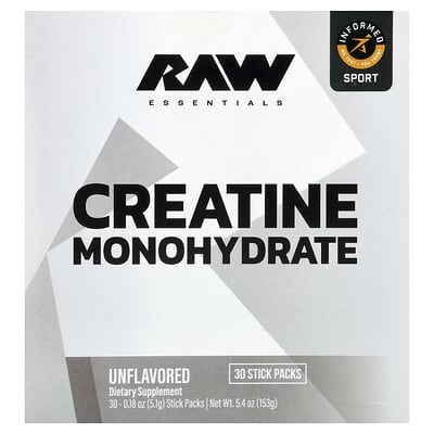 Raw Nutrition, Essential Series, Creatine Monohydrate, Original, 30 Bars, 0.18 oz (5.1 g) Each