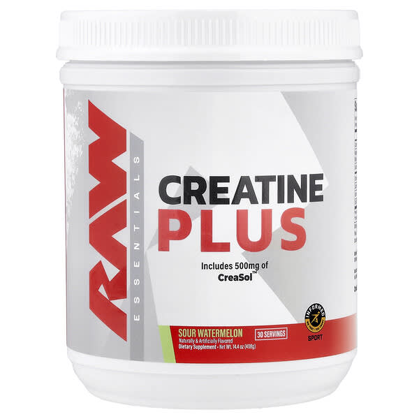 Raw Nutrition, Essentials, 크레아틴 플러스, 사워 워터멜론, 408g(14.4oz)