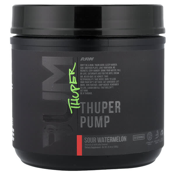 Raw Nutrition, Bum, Thuper Pump, 사워 수박, 580g(20.46oz)