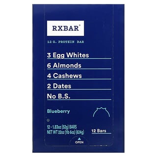 RXBAR, Barrita de proteína, Arándano azul, 12 barritas, 52 g (1,83 oz) cada una  