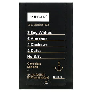 RXBAR, Barrita proteica, Sal marina y chocolate, 12 barritas, 52 g (1,83 oz) cada una