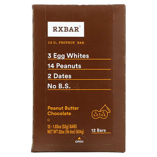 RXBAR, لوح بروتين، بالشيكولاتة وزبدة الفول السوداني، 12 لوحًا، 1.83 أونصة (52 جم) لكل لوح  