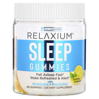 Relaxium, Sleep Gummies with Probiotics + Prebiotics, Schlafgummis mit Probiotika + Präbiotika, leckere Zitrone, 60 Fruchtgummis