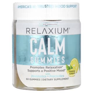 Relaxium, 프로바이오틱 + 프리바이오틱 함유 Calm 구미젤리, 맛있는 레몬 맛, 구미젤리 60개