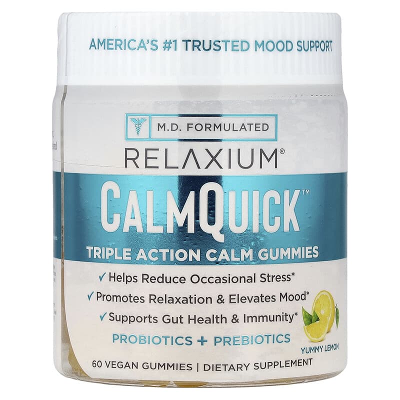 CalmQuick™, Triple Action Calm Gummies, Yummy Lemon, 60 Vegan Gummies