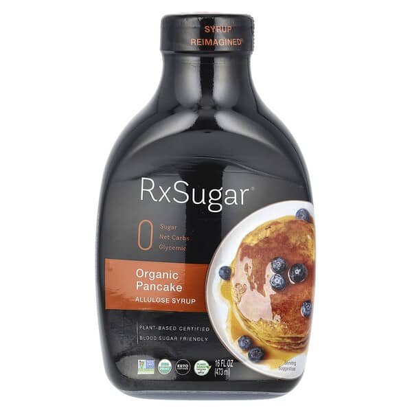 RxSugar, オーガニックパンケーキシロップ、メープル味、475g（16オンス）