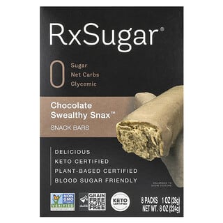 RxSugar, Swealthy Snax ™, батончики, шоколад, 8 пакетиков по 28 г (1 унция)