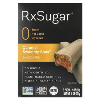 RxSugar, Swealthy Snax™, Snack Bars, Snackriegel, Karamell, 8 Stück, je 28 g (1 oz.)