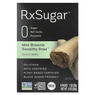 RxSugar, Swealthy Snax™, Barritas, Brownie con menta, 8 paquetes, 28 g (1 oz) cada uno