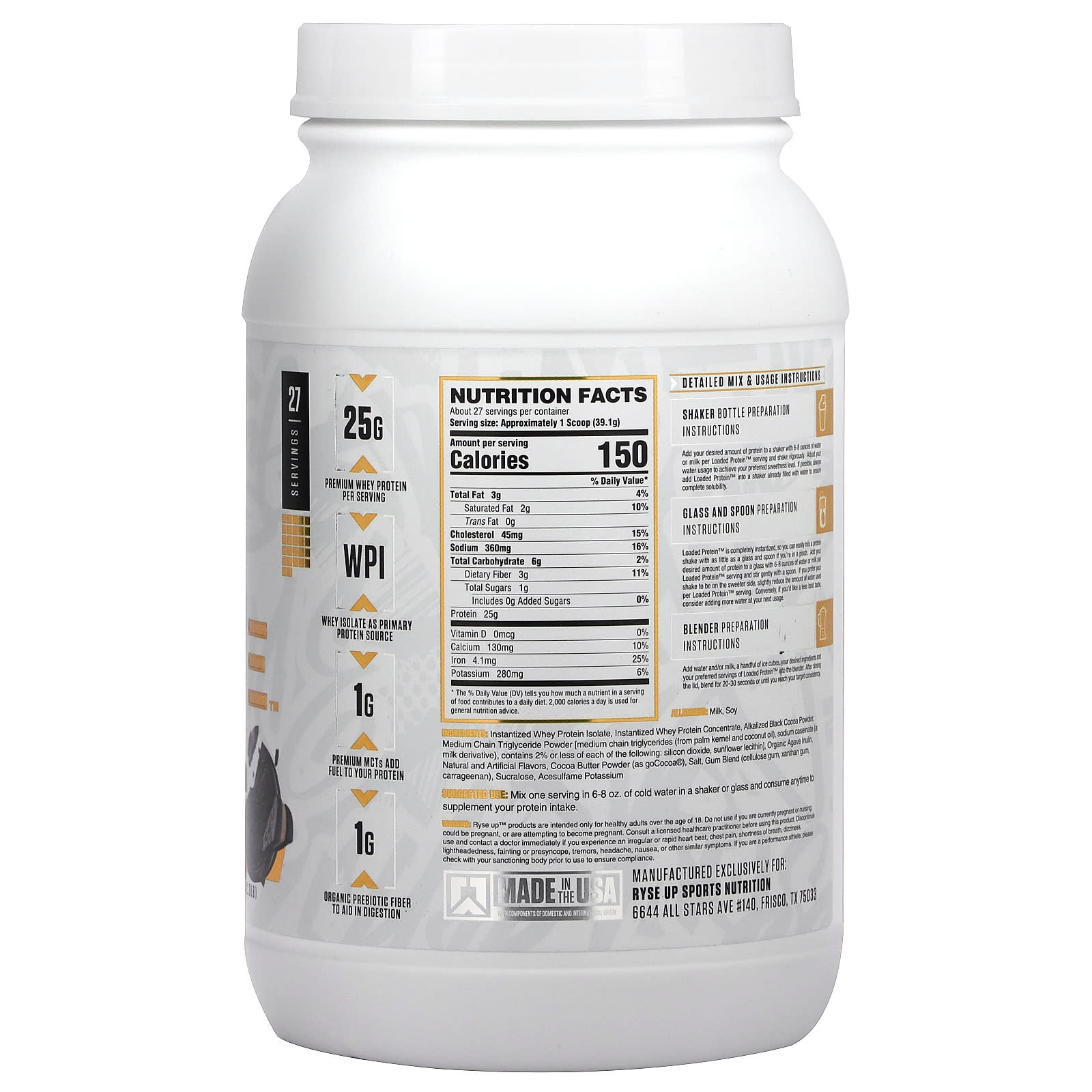 Ryse Supps, Loaded Protein, Chocolate Cookie Blast, 2.3 lbs (1,056 g)