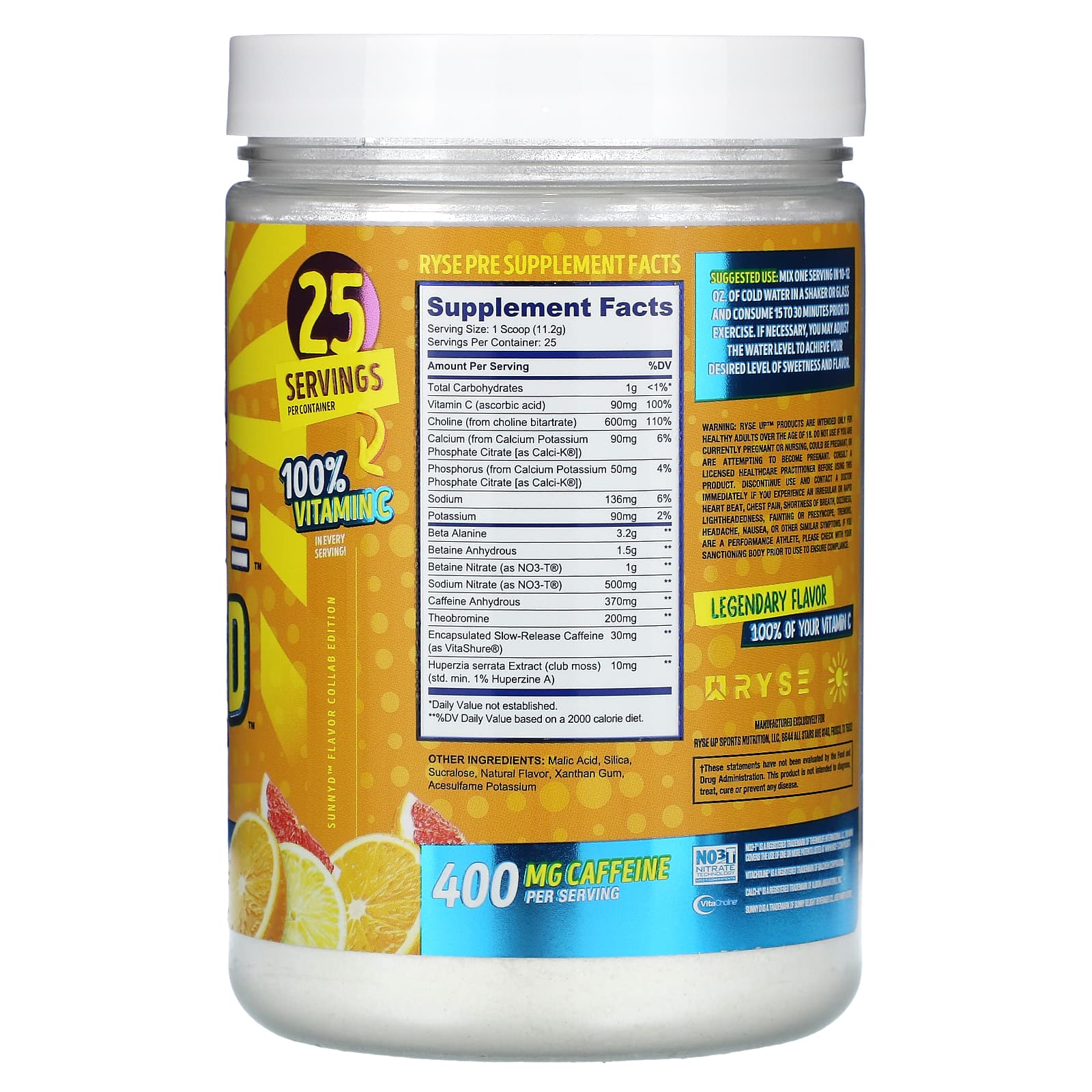 RYSE, PreWorkout, Sunny D, Tangy Original, 9.9 oz (280 g)