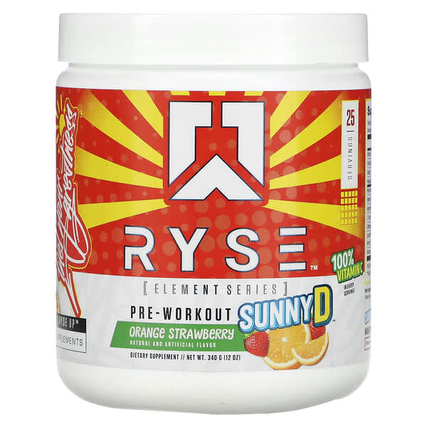 RYSE, Element Series, PreWorkout, Sunny D, Orange Strawberry, 12 oz