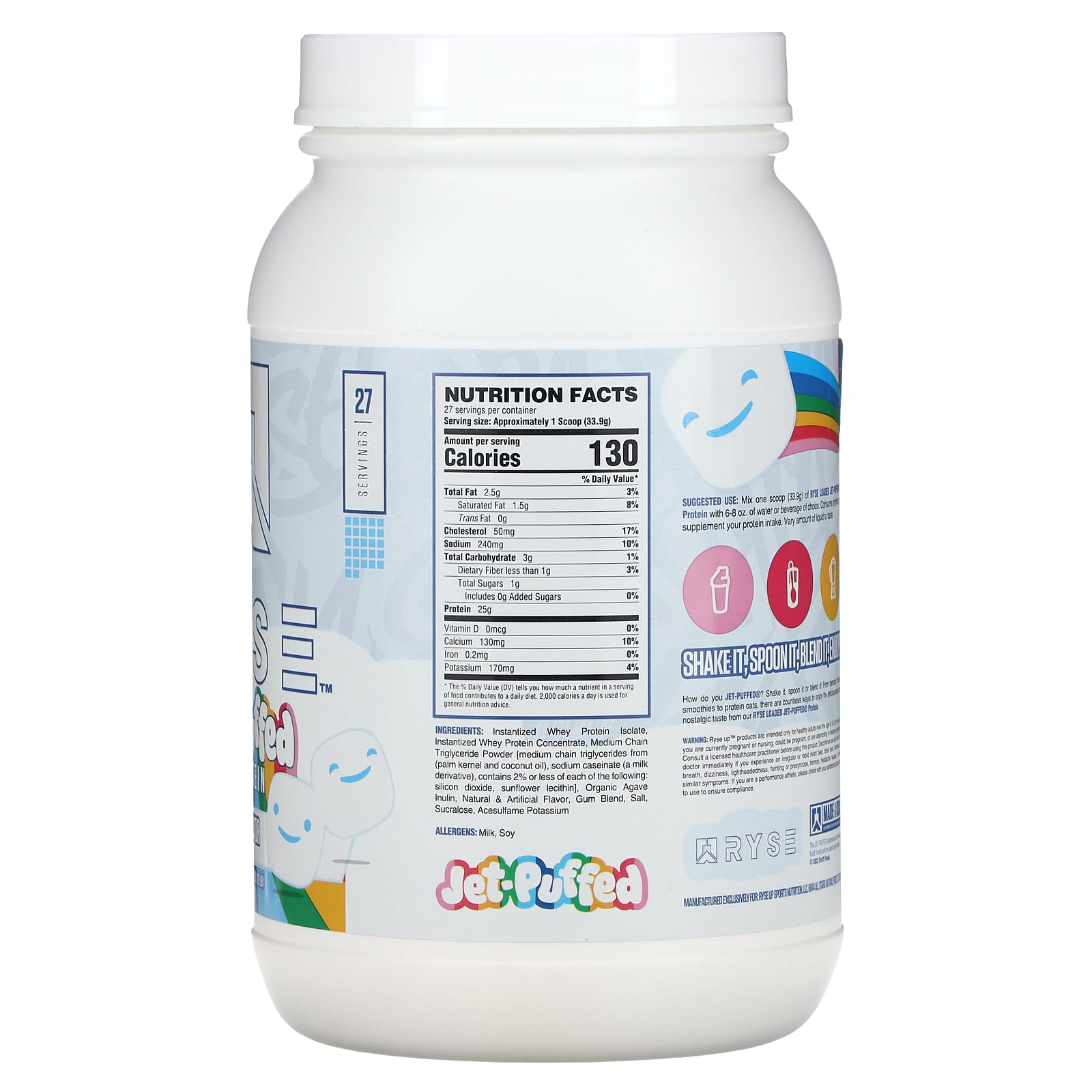 Ryse Supps, JetPuffed, Loaded Protein, Marshmallow, 2 lb (915 g)