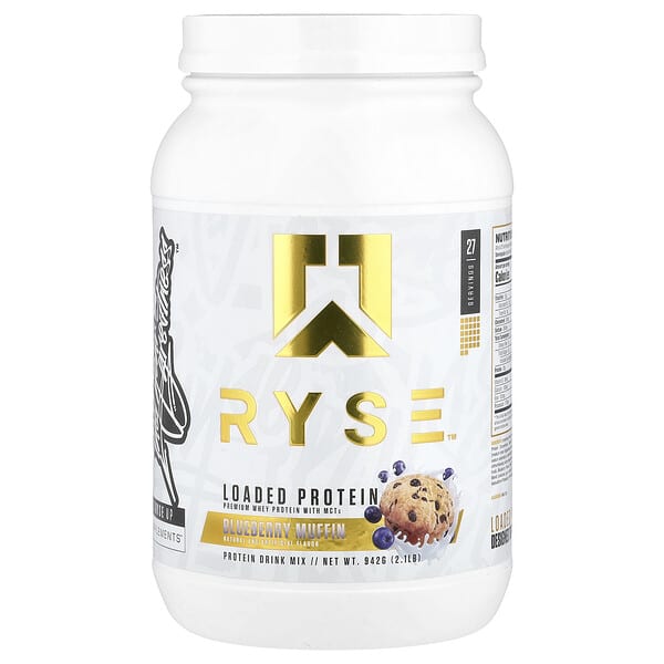 RYSE Loaded Protein, Premium Whey Protein with MCTs, Blueberry Muffin, 2.1 lb (942 g)