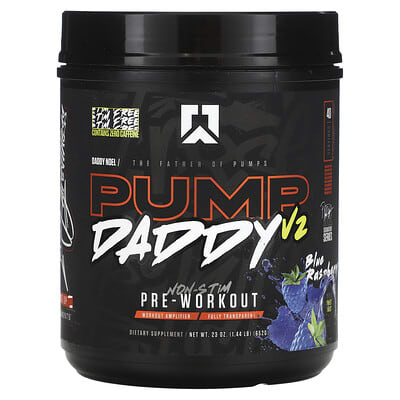 RYSE, Pump Daddy V2, Stim-Free Pre-Workout Formula, Blueberry Flavor, 1.44 lbs (652 g)