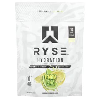 RYSE, Hydration, On-The-Go Electrolyte Drink Mix, Lemon Lime, 16 Sticks, 0.24 oz (6.7 g) Each