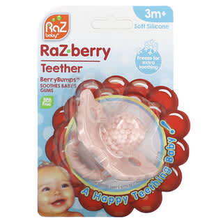 RaZbaby, RaZ-berry, прорізувач для зубів, від 3 місяців, рожевий, 1 шт