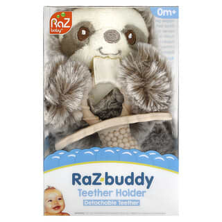 RaZbaby, RaZ-Buddy, Teether Holder, Detachable Teether, 0 Months+, Sloth, 1 Count
