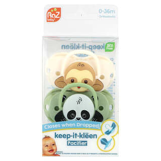 RaZbaby‏, Keep-It-Kleen Pacifier, 0-36m,  Sloth & Panda, 2 Pacifiers