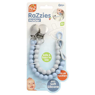 RaZbaby, RaZzies Dummy Holder, 0m+, Blue/Grey, 2 Holders