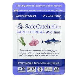 Safe Catch, Elite, Wild Tuna, Garlic Herb, 2.6 oz (74 g)